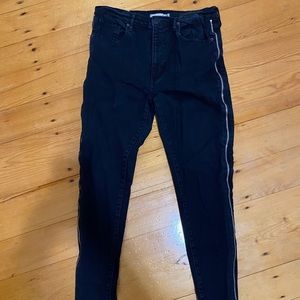 LEVI Black Side Zipper High Waisted Jeans
